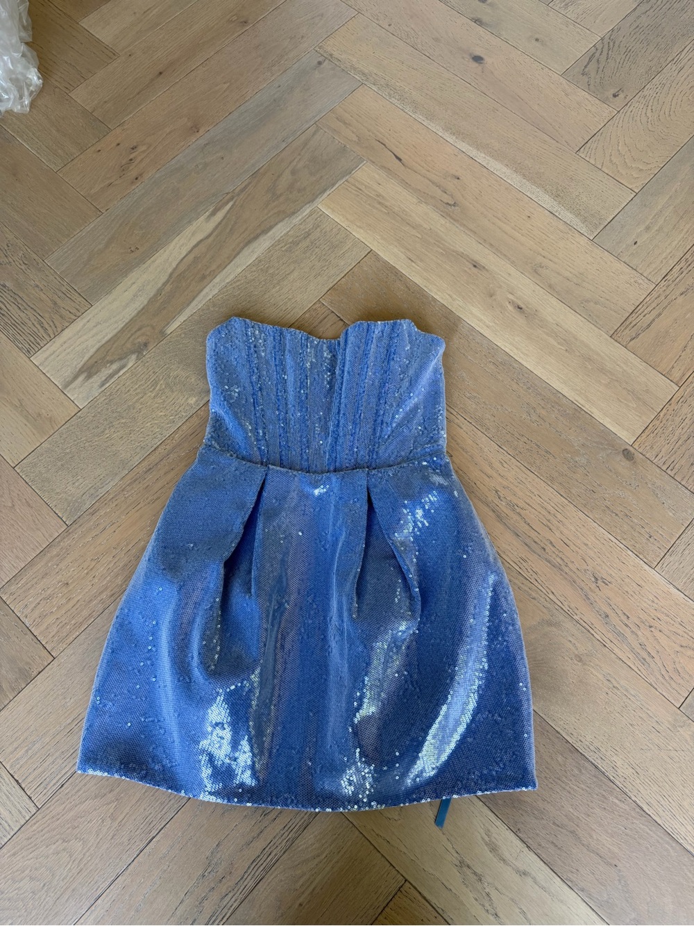 Bronx and Banco Strapless Sequin Mini Dress in Blue